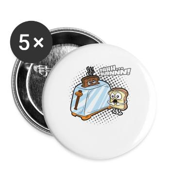Oh Burn Toast Toastbrot RoastFrüchstück Humor - Buttons groß 56 mm (5er Pack) - Weiß - Vorne