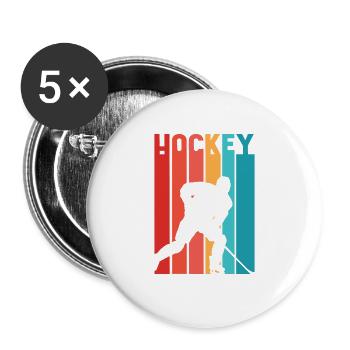 Hockey Regenbogen - Eishockey - Buttons groß 56 mm (5er Pack) - Weiß - Vorne