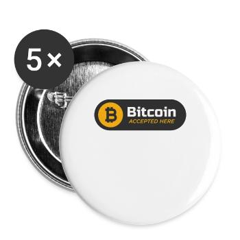 Bitcoin accepted here Bitcoin logo Crypto BTC - Buttons large 2.2''/56 mm (5-pack) - white - Front