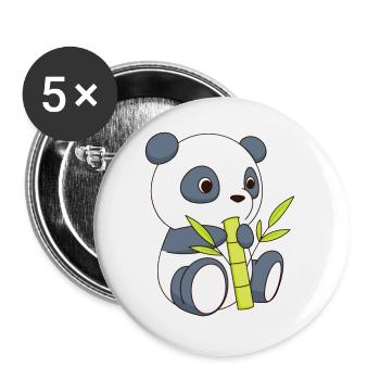 ours panda avec tige de bambou - Lot de 5 grands badges (56 mm) - blanc - Devant