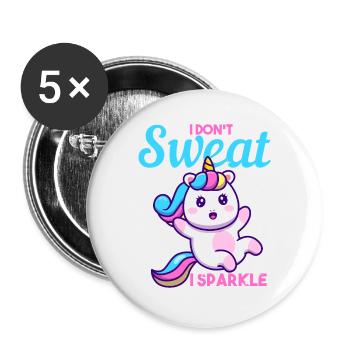 Einhorn ich nicht schwitzen I Sparkle Geschenk - Buttons groß 56 mm (5er Pack) - Weiß - Vorne