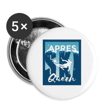 Ski Queen Ski Königin Skifahren Geschenk - Buttons groß 56 mm (5er Pack) - Weiß - Vorne
