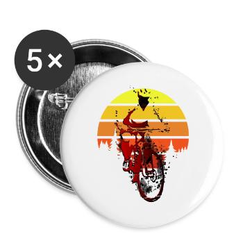 Cyclistes au coucher du soleil rétro - Lot de 5 grands badges (56 mm) - blanc - Devant