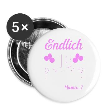 Endlich 18 Geburtstag Ich Kann Alles Ich Weiß Alle - Buttons groß 56 mm (5er Pack) - Weiß - Vorne