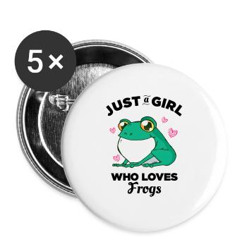 Juste une fille qui aime les grenouilles - Lot de 5 grands badges (56 mm) - blanc - Devant