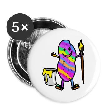 Erdnuss Kunstakademie Malen Grafiti Job - Buttons groß 56 mm (5er Pack) - Weiß - Vorne
