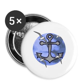 Albatrosses Seagulls Anchor Seafaring Maritim Seagull - Buttons large 2.2''/56 mm (5-pack) - white - Front