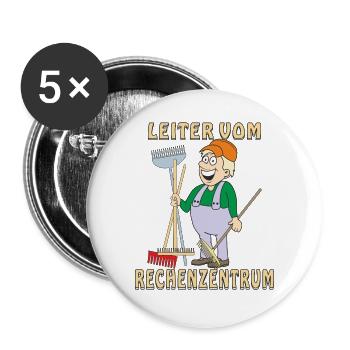 MENSCH COMIC LEITER VOM RECHENZENTRUM - Buttons groß 56 mm (5er Pack) - Weiß - Vorne
