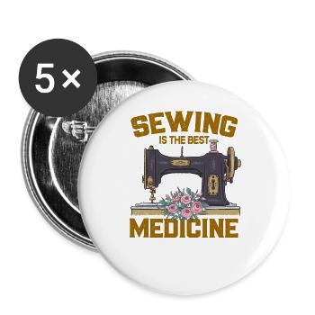 sewing is the best medicine sewing gift - Buttons large 2.2''/56 mm (5-pack) - white - Front