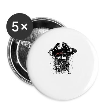Pirate with hat - Buttons large 2.2''/56 mm (5-pack) - white - Front