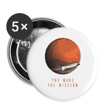 The Mars The Mission - Space Adventure - Rocket - Buttons groß 56 mm (5er Pack) - Weiß - Vorne