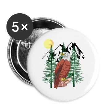 Forêt, Aigles, Faune, Faune, Environnement, Nature, États-Unis, Montagne - Lot de 5 grands badges (56 mm) - blanc - Devant