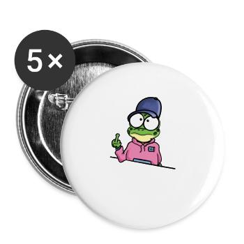 Frog shows middle finger - Buttons large 2.2''/56 mm (5-pack) - white - Front