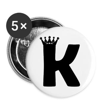 letter K crown - Buttons large 2.2''/56 mm (5-pack) - white - Front