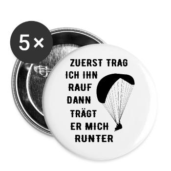Paragliding Gleitschirmfliegen - Buttons groß 56 mm (5er Pack) - Weiß - Vorne