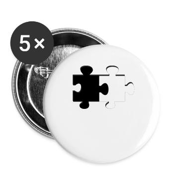 Puzzle Schwarz Weiß - Buttons groß 56 mm (5er Pack) - Weiß - Vorne