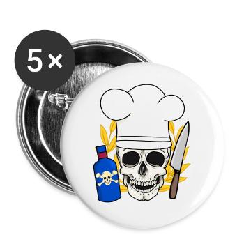 Poison Horreur Cuisine Halloween Chef - Lot de 5 grands badges (56 mm) - blanc - Devant