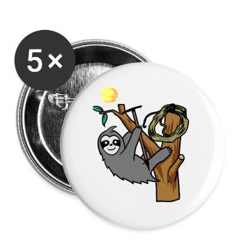 Faultier Wildnis Wildtier sportlich klettern - Buttons groß 56 mm (5er Pack) - Weiß - Vorne