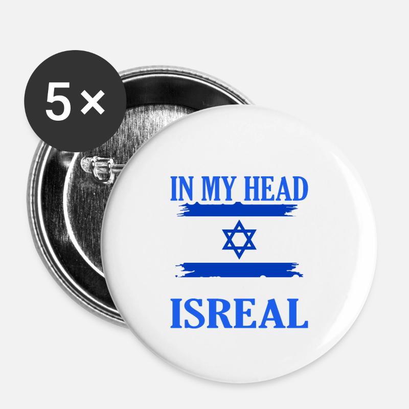 Israel - Buttons large 2.2''/56 mm (5-pack) - white