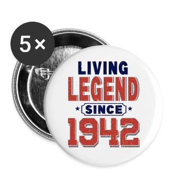 Living Legend Since 1942,Vintage79th Birthday gift - Buttons groß 56 mm (5er Pack) - Weiß - Vorne