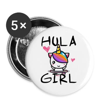 Hula Girl Licorne douce avec Hula Cerceau - Lot de 5 grands badges (56 mm) - blanc - Devant