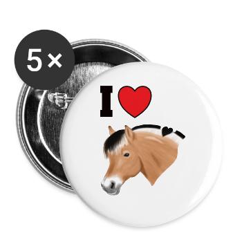 J’adore le design de chevaux de fjords pour les fans de chevaux - Lot de 5 grands badges (56 mm) - blanc - Devant