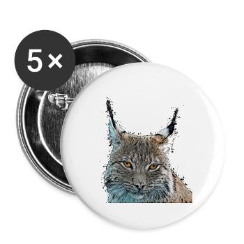 Luchs - Buttons groß 56 mm (5er Pack) - Weiß - Vorne