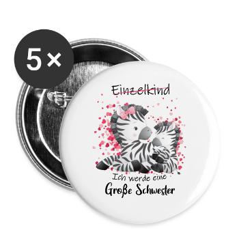 Einzelkind ade Ich werde große Schwester 2022 - Buttons groß 56 mm (5er Pack) - Weiß - Vorne