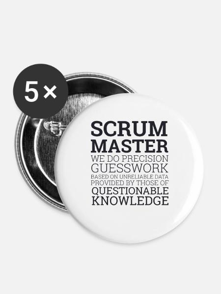 "Scrum Master" | Scrum Master - Buttons groß 56 mm (5er Pack) - Weiß