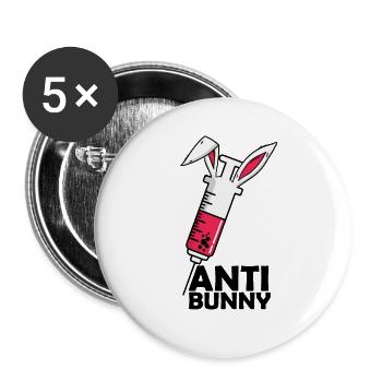 Anti-Körper lustige Hasen-Osterimpfung - Buttons groß 56 mm (5er Pack) - Weiß - Vorne