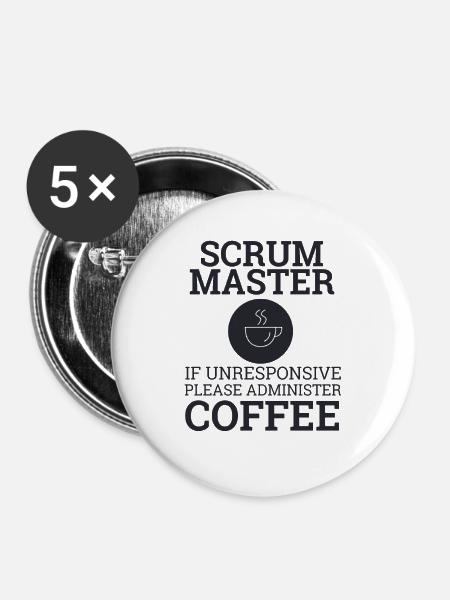 "Scrum Master" | Scrum Master - Buttons groß 56 mm (5er Pack) - Weiß