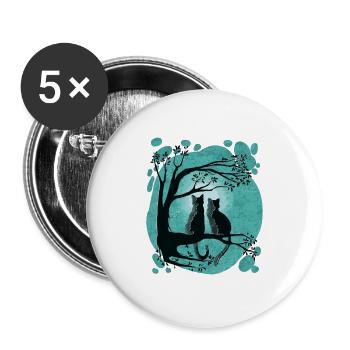Anime Lune Chat Bande Dessin manga Kitty - Lot de 5 grands badges (56 mm) - blanc - Devant