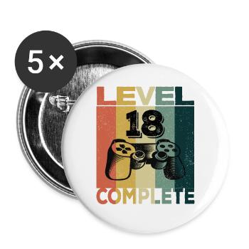 18th Birthday Young Man 2003 Level 18 Years Game - Buttons large 2.2''/56 mm (5-pack) - white - Front