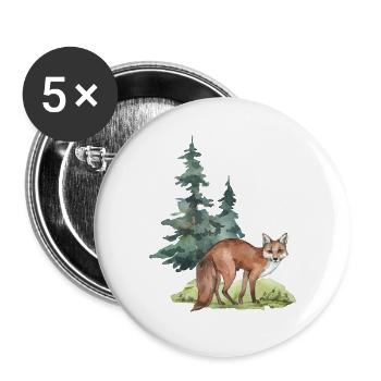 Forêt de Renard - Lot de 5 grands badges (56 mm) - blanc - Devant