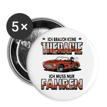 Therapie Autofahren - Buttons groß 56 mm (5er Pack) - Weiß - Vorne
