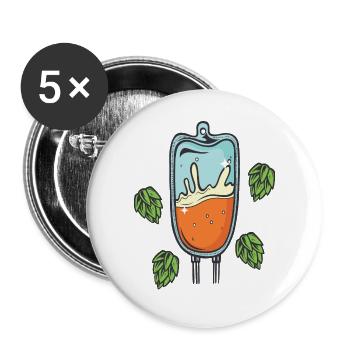 Bier Tropf Krankenhaus Arzt Notarzt Hilfe trinken - Buttons groß 56 mm (5er Pack) - Weiß - Vorne