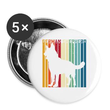 German Shepherd Shirt Retro German Shepherd T Shir - Buttons large 2.2''/56 mm (5-pack) - white - Front