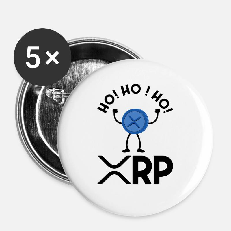 Ho Ho Hodl XRP Ripple Crypto Cryptocurrency - Buttons large 2.2''/56 mm (5-pack) - white