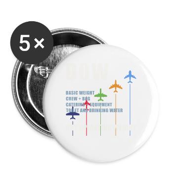 DOW Dry Operating Weight Avion Poids Cadeau - Lot de 5 grands badges (56 mm) - blanc - Devant