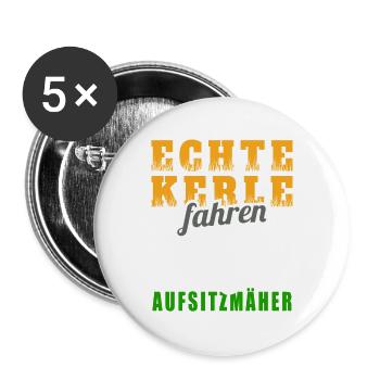Aufsitzmäher Rasenmäher rasen mähen Rasentraktor - Buttons groß 56 mm (5er Pack) - Weiß - Vorne