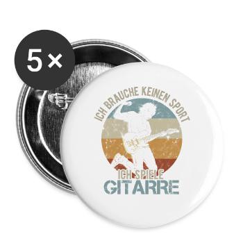 Ich brauche keinen Sport ich spiele Gitarre - Buttons groß 56 mm (5er Pack) - Weiß - Vorne