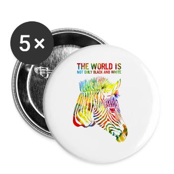 Zebra - Lot de 5 grands badges (56 mm) - blanc - Devant