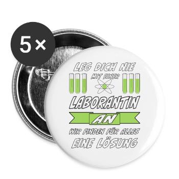 LEG DICH NIE MIT EINER CHEMIELABORANTIN AN - Buttons groß 56 mm (5er Pack) - Weiß - Vorne