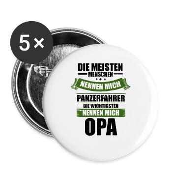 Papa der Panzerfahrer Panzer Armee - Buttons groß 56 mm (5er Pack) - Weiß - Vorne