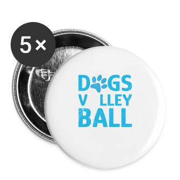I like Dogs Volleyball and 3 People - Buttons large 2.2''/56 mm (5-pack) - white - Front