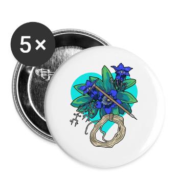 Heart Gentian Outdoor MountaineerIng Mountains Climbing - Buttons large 2.2''/56 mm (5-pack) - white - Front