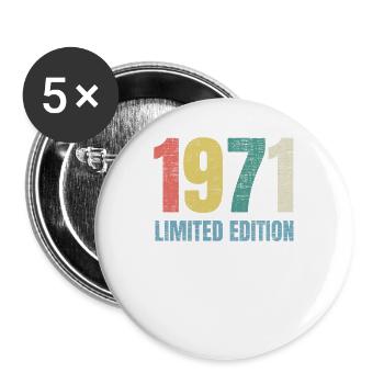 50e anniversaire 50 ans 1971 Cadeau - Lot de 5 grands badges (56 mm) - blanc - Devant