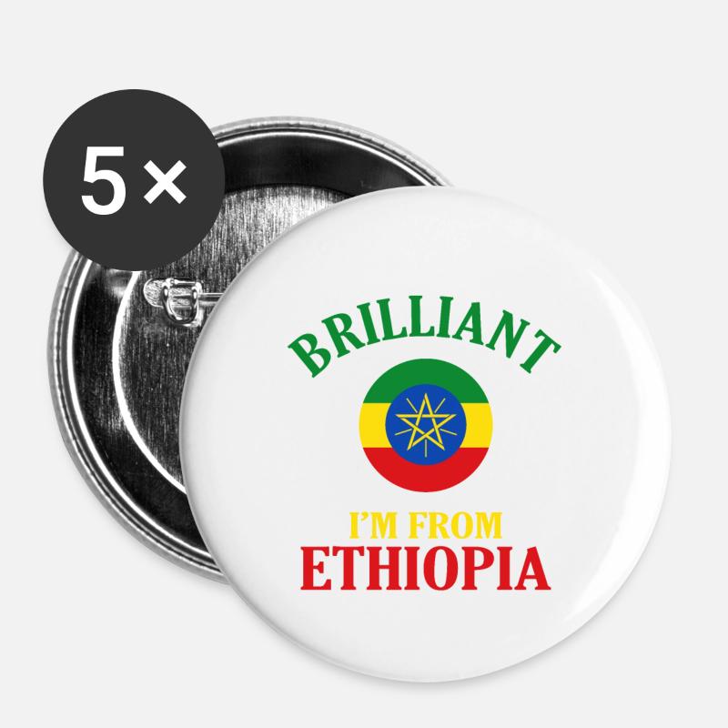 Ethiopia - Buttons large 2.2''/56 mm (5-pack) - white