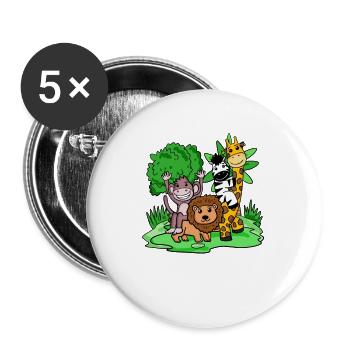 Jungle animaux Mignon - Lot de 5 grands badges (56 mm) - blanc - Devant
