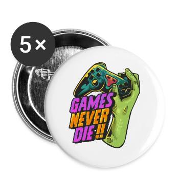 zombiehand games never die 2 - Buttons large 2.2''/56 mm (5-pack) - white - Front